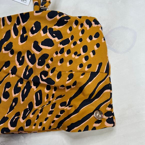 Volcom Juniors Running Wild Bikini Tube Top Size S Brown Animal Print New - Picture 3 of 4